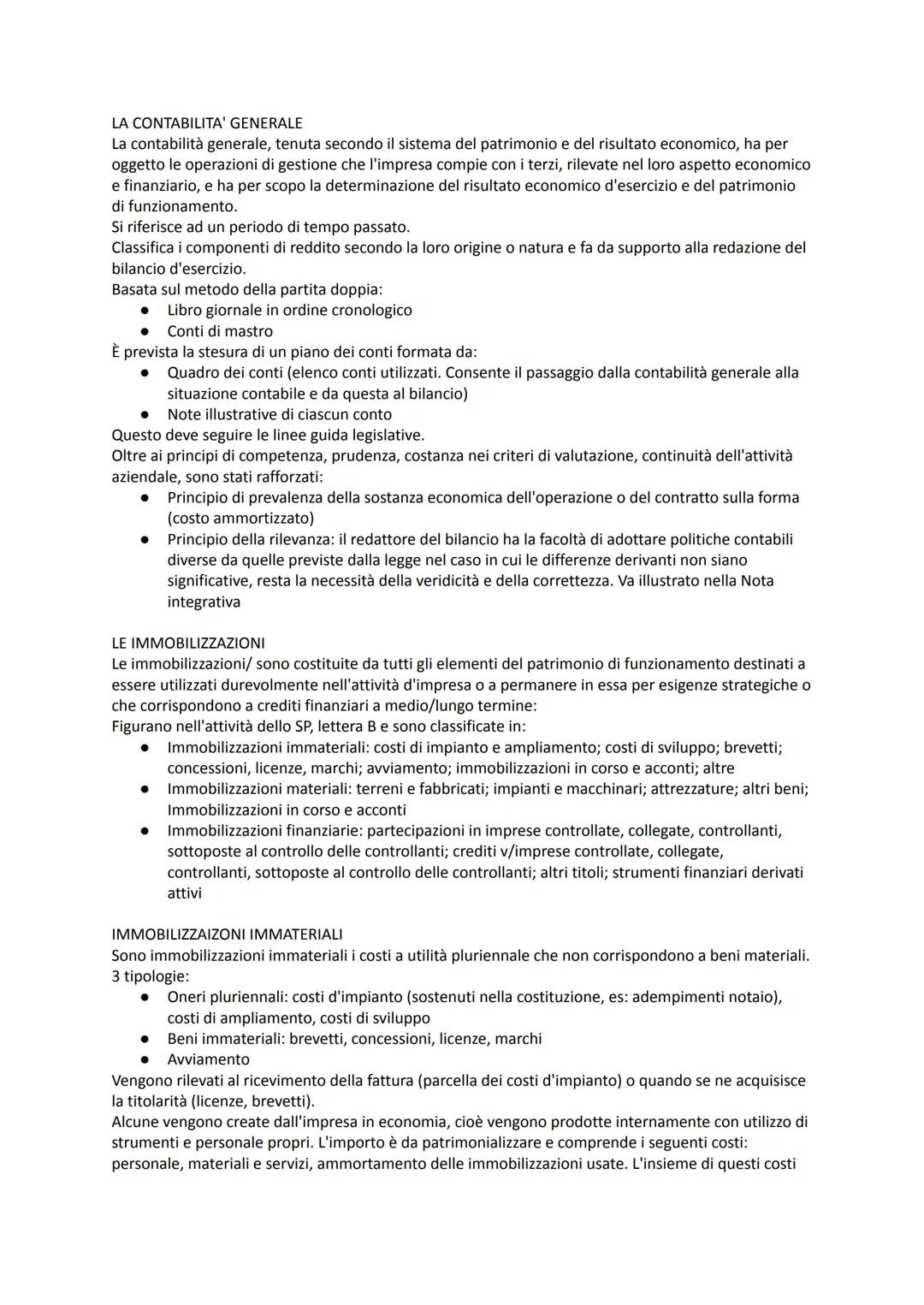 LA CONTABILITA' GENERALE
La contabilità generale, tenuta secondo il sistema del patrimonio e del risultato economico, ha per
oggetto le oper