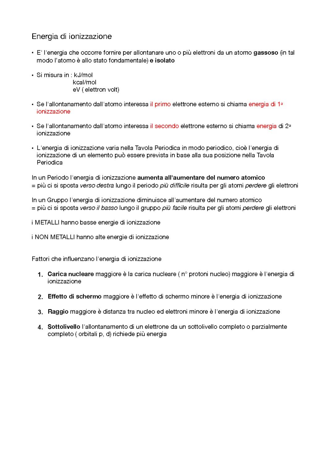 Legami, energia di ionizzazione, affinitá elettronica ed elettronegatività