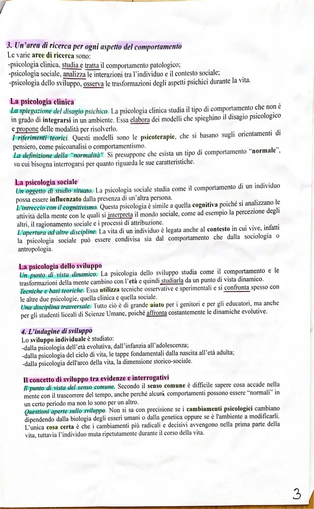 Alice De Rosa
Scienze Umane
LO STUDIO DEL COMPORTAMENTO
E DELLO SVILUPPO
1. Un oggetto di indagine complesso
La psicologia è lo studio scien