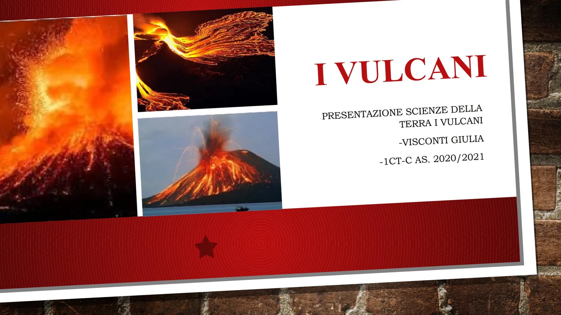 I VULCANI
PRESENTAZIONE SCIENZE DELLA
TERRA I VULCANI
-VISCONTI GIULIA
-1CT-C AS. 2020/2021 cratere
proncipale
camino
vulcanico
edificio
vul