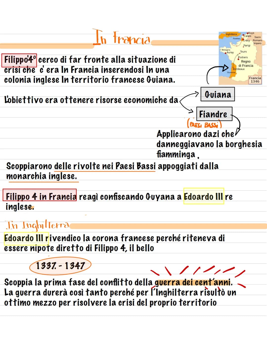 La guerra dei 100 anni
La guerra dei 100 anni si combatte integralmente Nel territorio
Francese. Le cause sono molteplici:
Cause del
medio p
