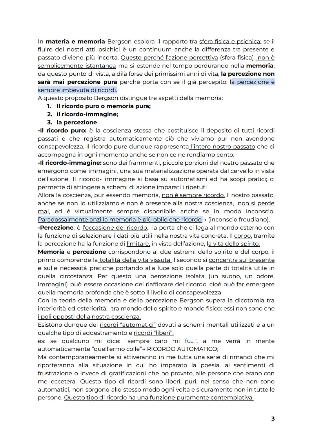 HENRI BERGSON (1859-1941)
Henri Bergson appartiene alla corrente dello spiritualismo, attiva nella seconda
metà dell'Ottocento Lo spirituali