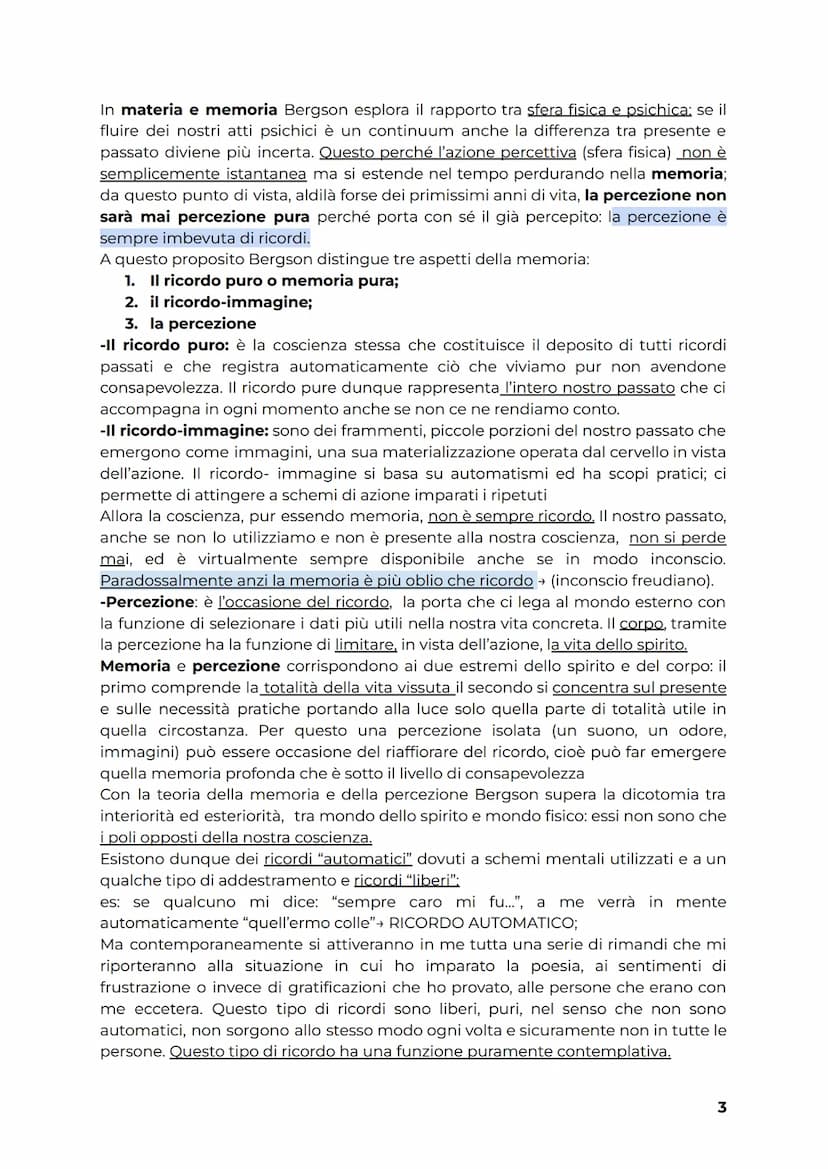 HENRI BERGSON (1859-1941)
Henri Bergson appartiene alla corrente dello spiritualismo, attiva nella seconda
metà dell'Ottocento Lo spirituali