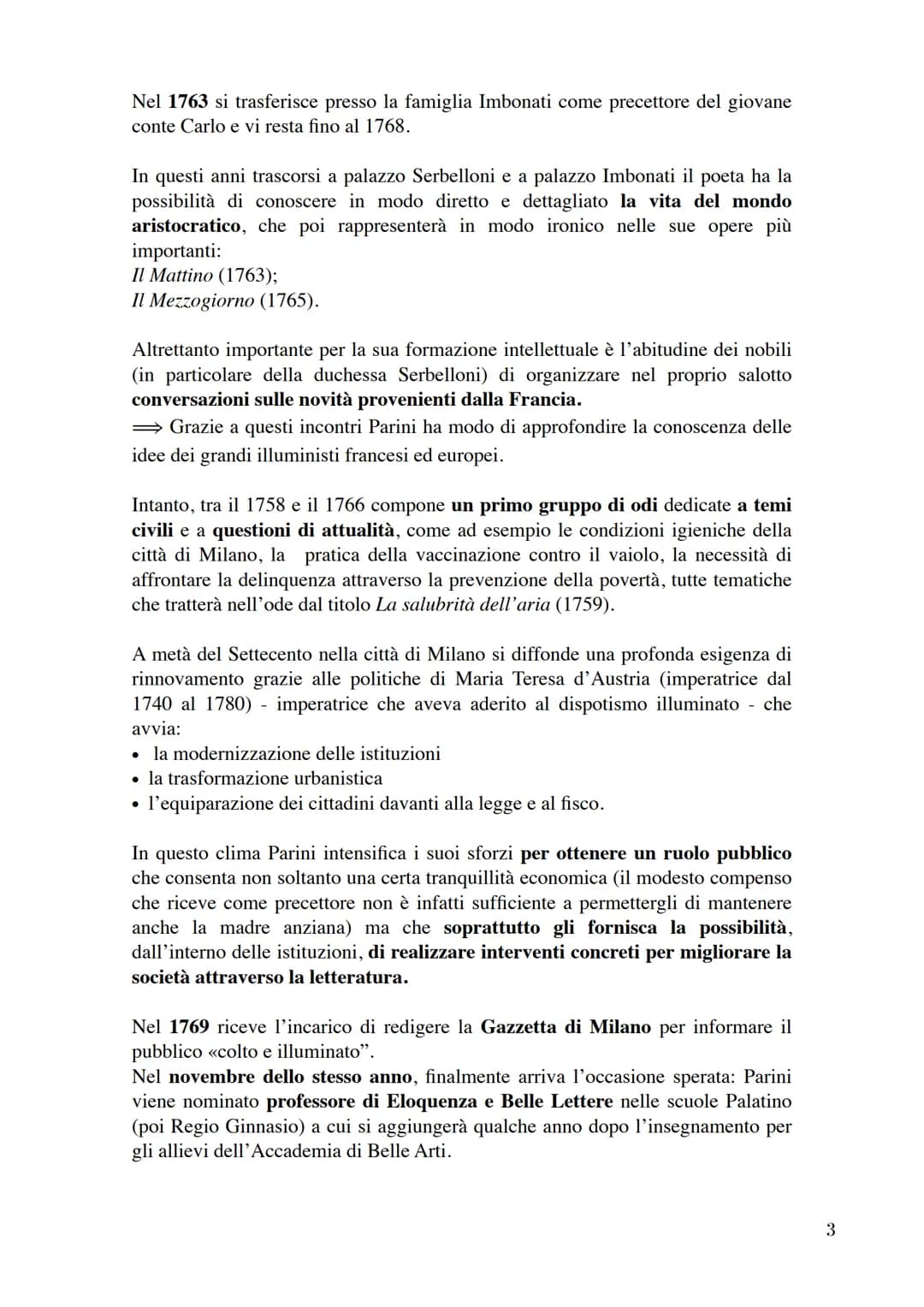 Giuseppe Parini.
Con la sua personalità Parini segna la cultura milanese per oltre quarant'anni.
Non soltanto si impone come poeta ma anche 