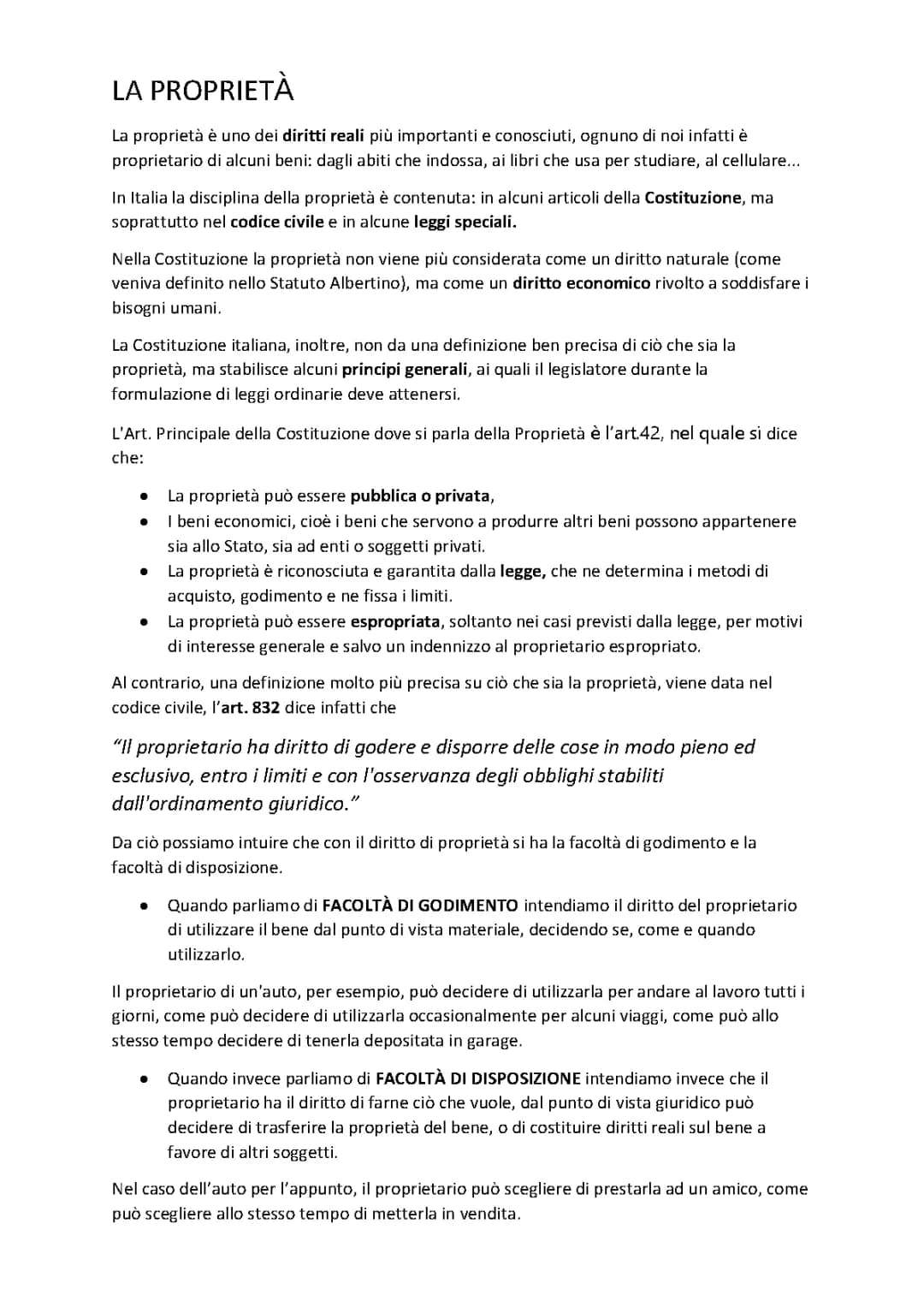 Diritto di Proprietà: Esempi, Schema e Limiti