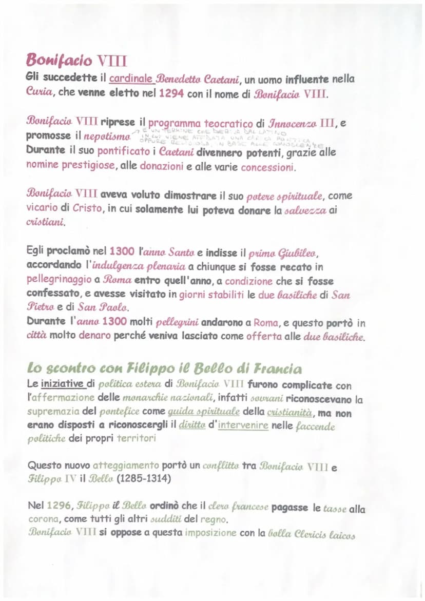 Il consolidamento del potere politico papale
Innocenzo III durante il suo pontificato aveva seguito un programma
teocratico, per cercare di 