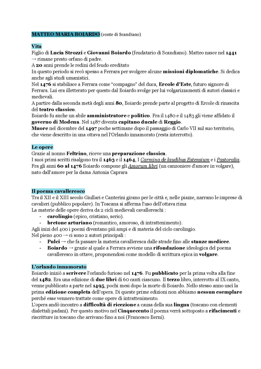 BOIARDO/L'ORLANDO INNAMORATO 