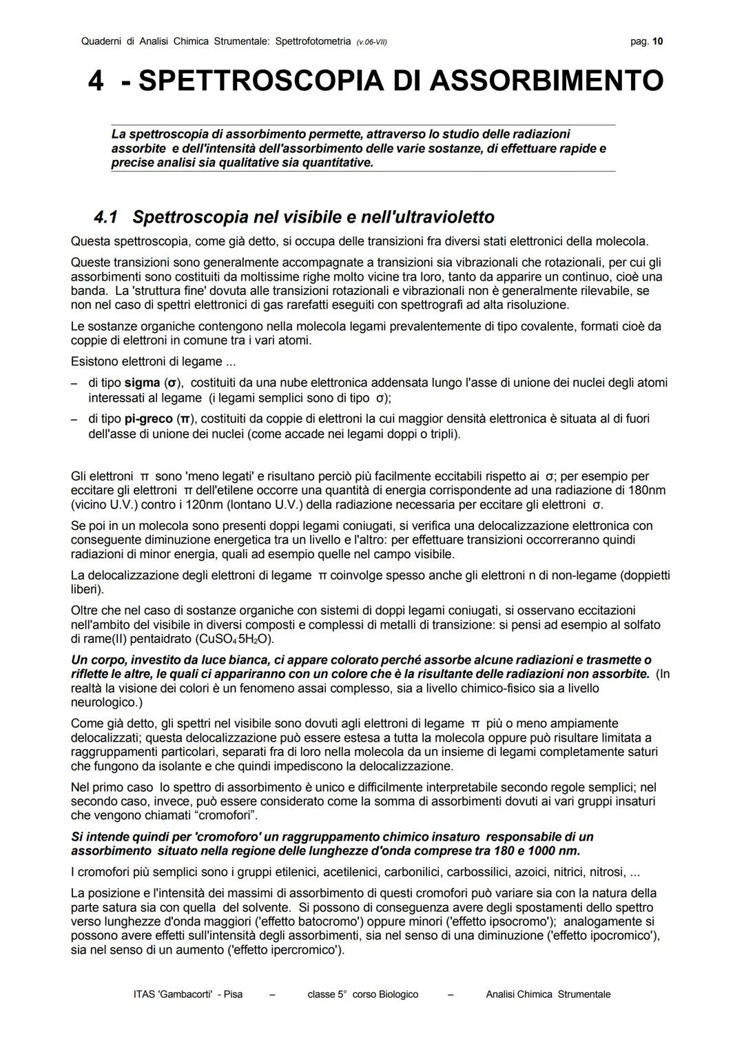 Quaderni di Analisi Chimica Strumentale: Spettrofotometria (v.06-VII)
-
quaderni di analisi chimica strumentale
SPETTROFOTOMETRIA
Indice gen