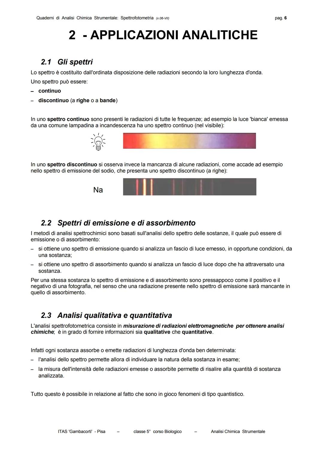 Quaderni di Analisi Chimica Strumentale: Spettrofotometria (v.06-VII)
-
quaderni di analisi chimica strumentale
SPETTROFOTOMETRIA
Indice gen