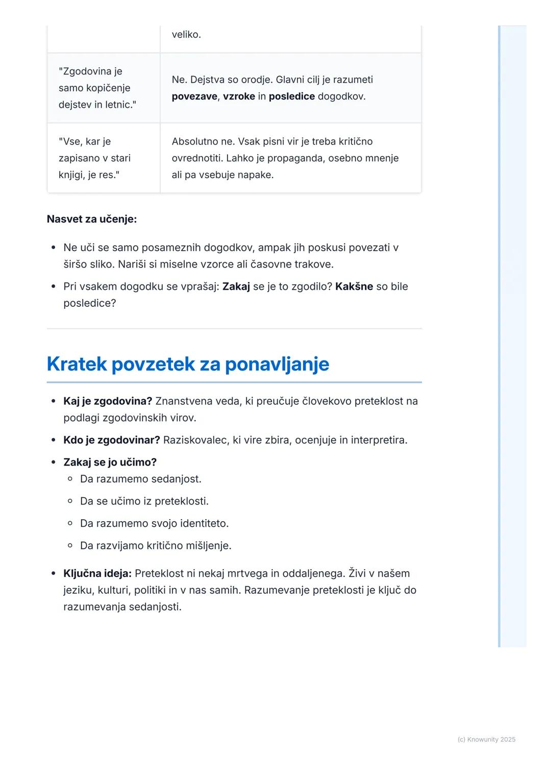 # Kaj je zgodovina in zakaj jo
preučujemo?

## Kaj je zgodovina?

Zgodovina ni samo učenje letnic in imen na pamet. Je znanstvena veda, ki
p