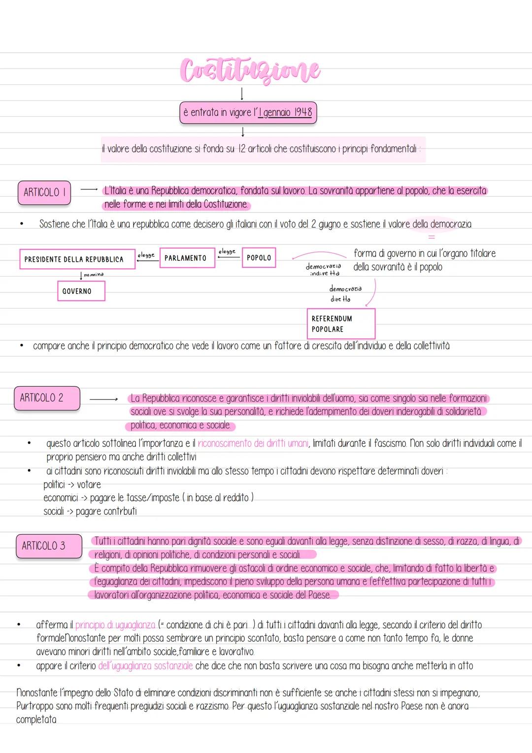 # DIRITTO # Costituzione

è entrata in vigore l'I gennaio 1948

il valore della costituzione si fonda su 12 articoli che costituiscono i pri