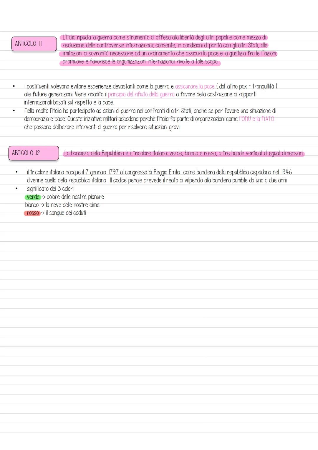 # DIRITTO # Costituzione

è entrata in vigore l'I gennaio 1948

il valore della costituzione si fonda su 12 articoli che costituiscono i pri