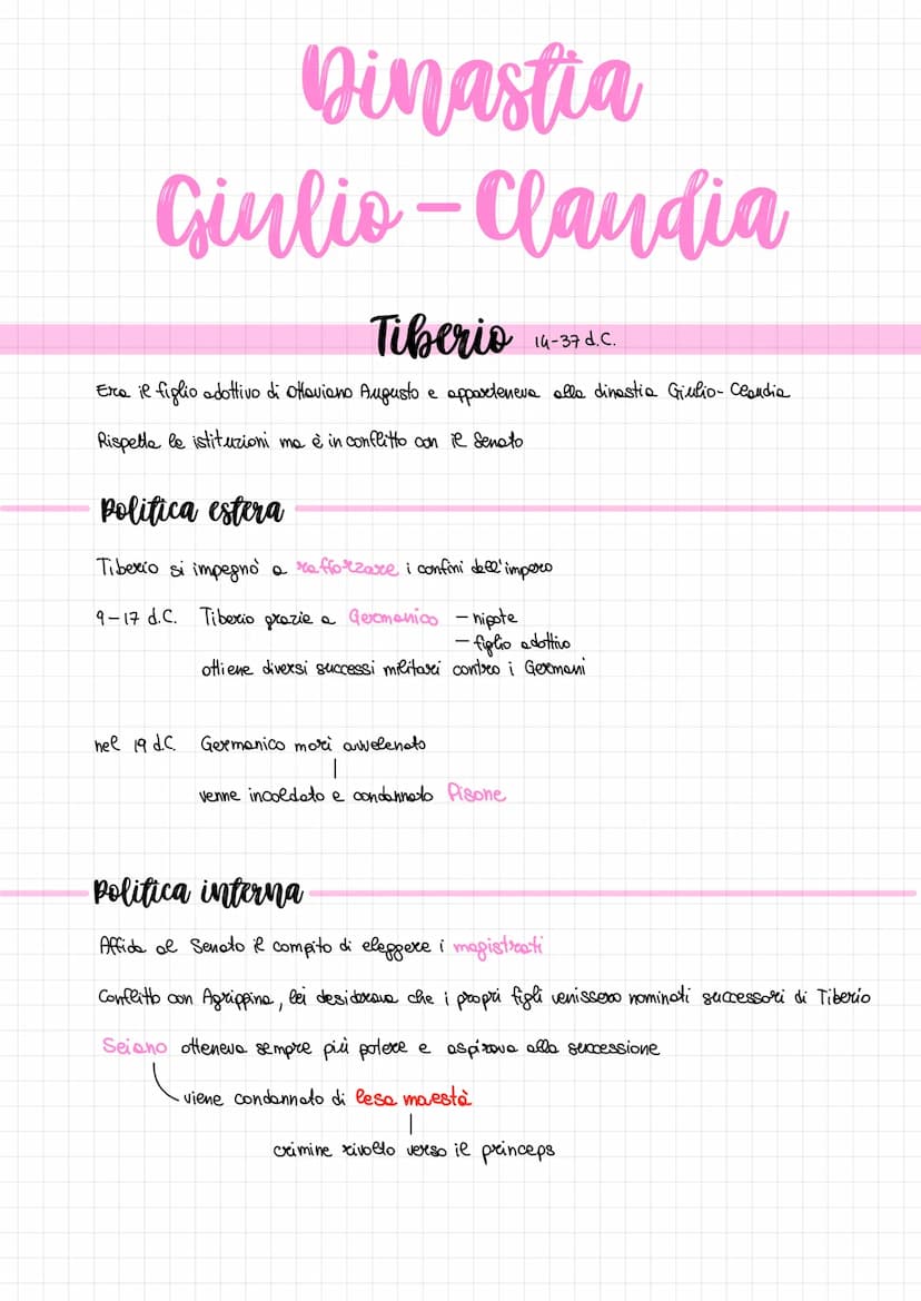 O Dinastia
Giulio-Claudia
Tiberio 14-37 d. C.
Era il figlio adottivo di Ottaviano Augusto e apparteneva alla dinastia Giulio- Claudia
Rispet