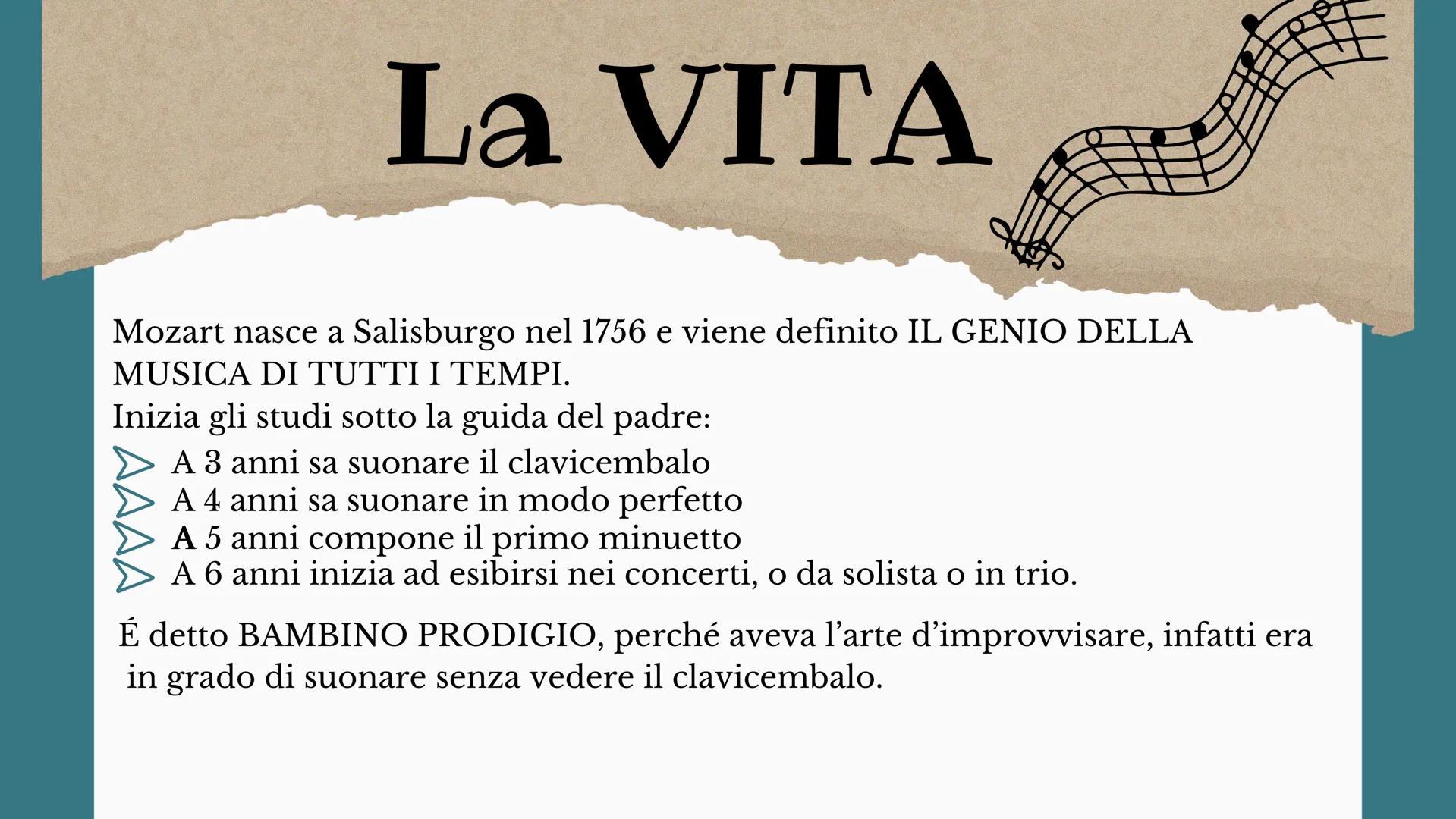 # WOLFGANG AMADEUS

# Mozart # La VITA

Mozart nasce a Salisburgo nel 1756 e viene definito IL GENIO DELLA
MUSICA DI TUTTI I TEMPI.
Inizia g