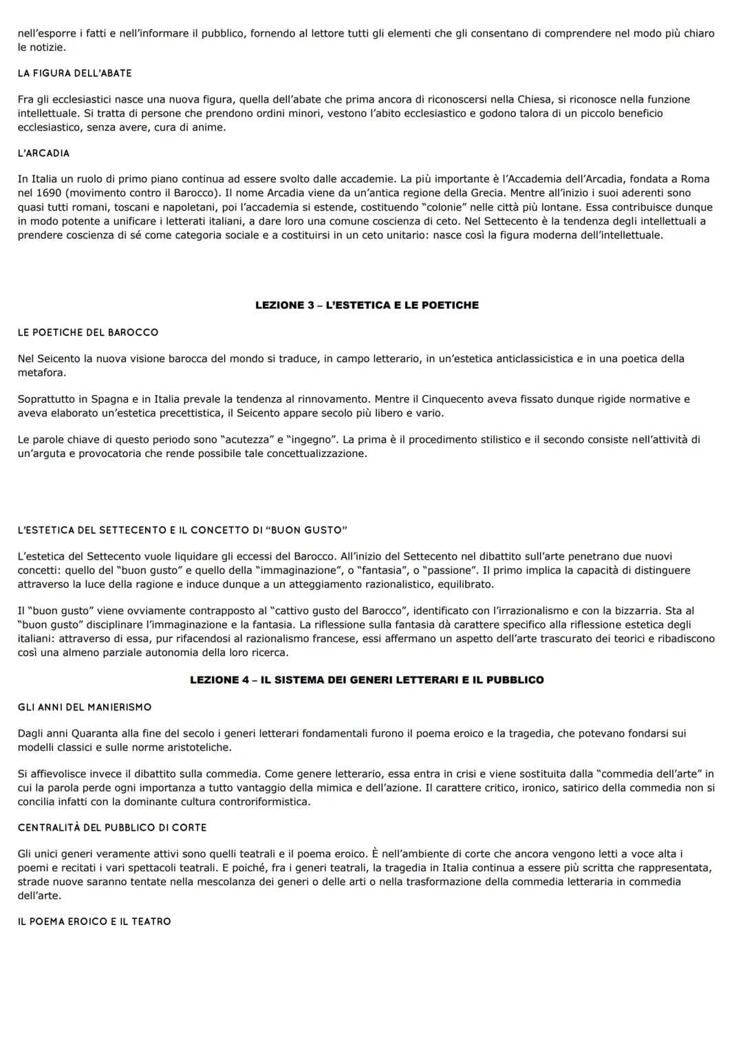 DALLA CONTRORIFORMA ALL'ARCADIA
LEZIONE 1 - MANIERISMO, BAROCCO, ROCOCO
TRA SEICENTO E SETTECENTO
Il periodo che va dalla Controriforma alla