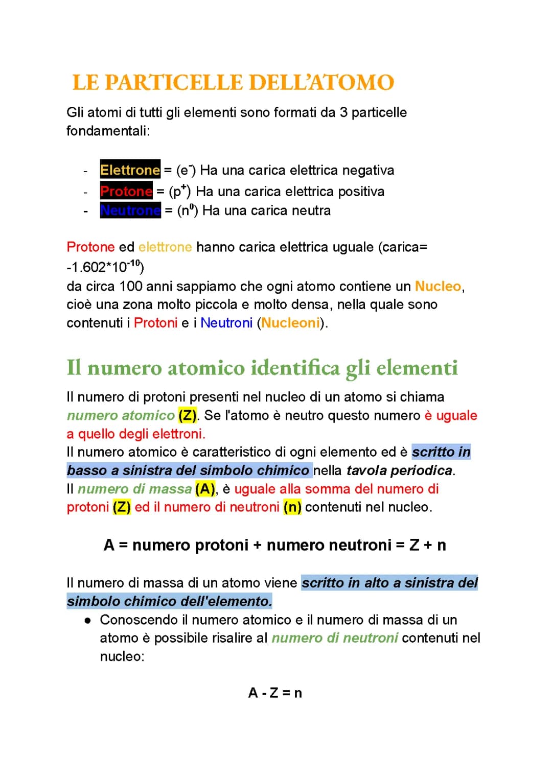 Le particelle dell’atomo 