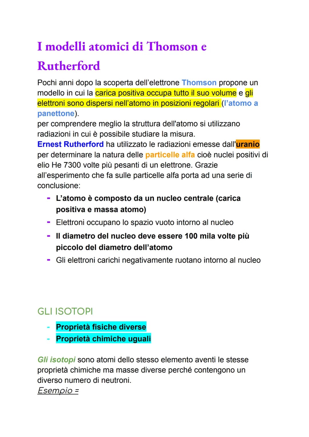 LE PARTICELLE DELL'ATOMO
Gli atomi di tutti gli elementi sono formati da 3 particelle
fondamentali:
Elettrone = (e) Ha una carica elettrica 