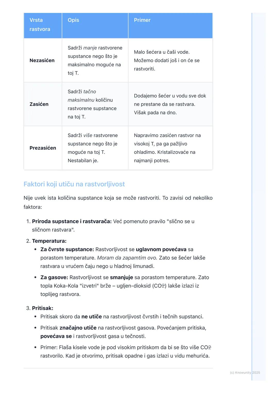 # Pojam rastvora i rastvorljivost

Uvod u rastvore

Rastvori su svuda oko nas. Vazduh koji dišemo je rastvor gasova, morska voda
je rastvor 