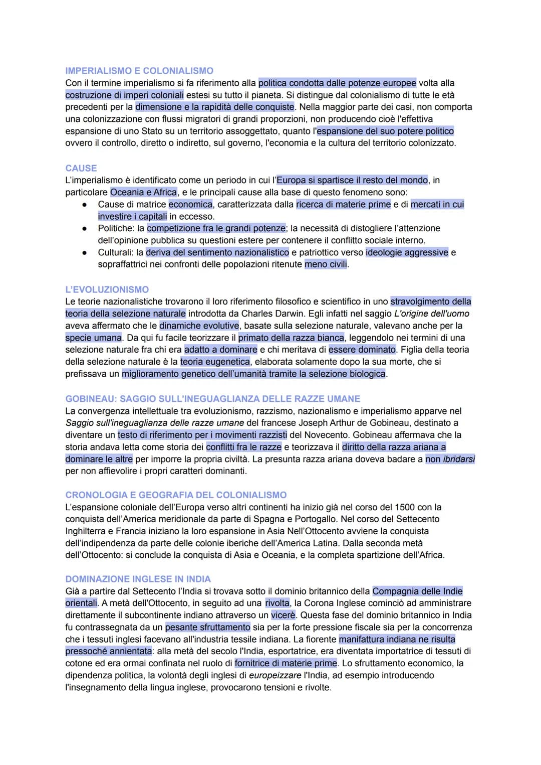 IMPERIALISMO E COLONIALISMO
Con il termine imperialismo si fa riferimento alla politica condotta dalle potenze europee volta alla
costruzion