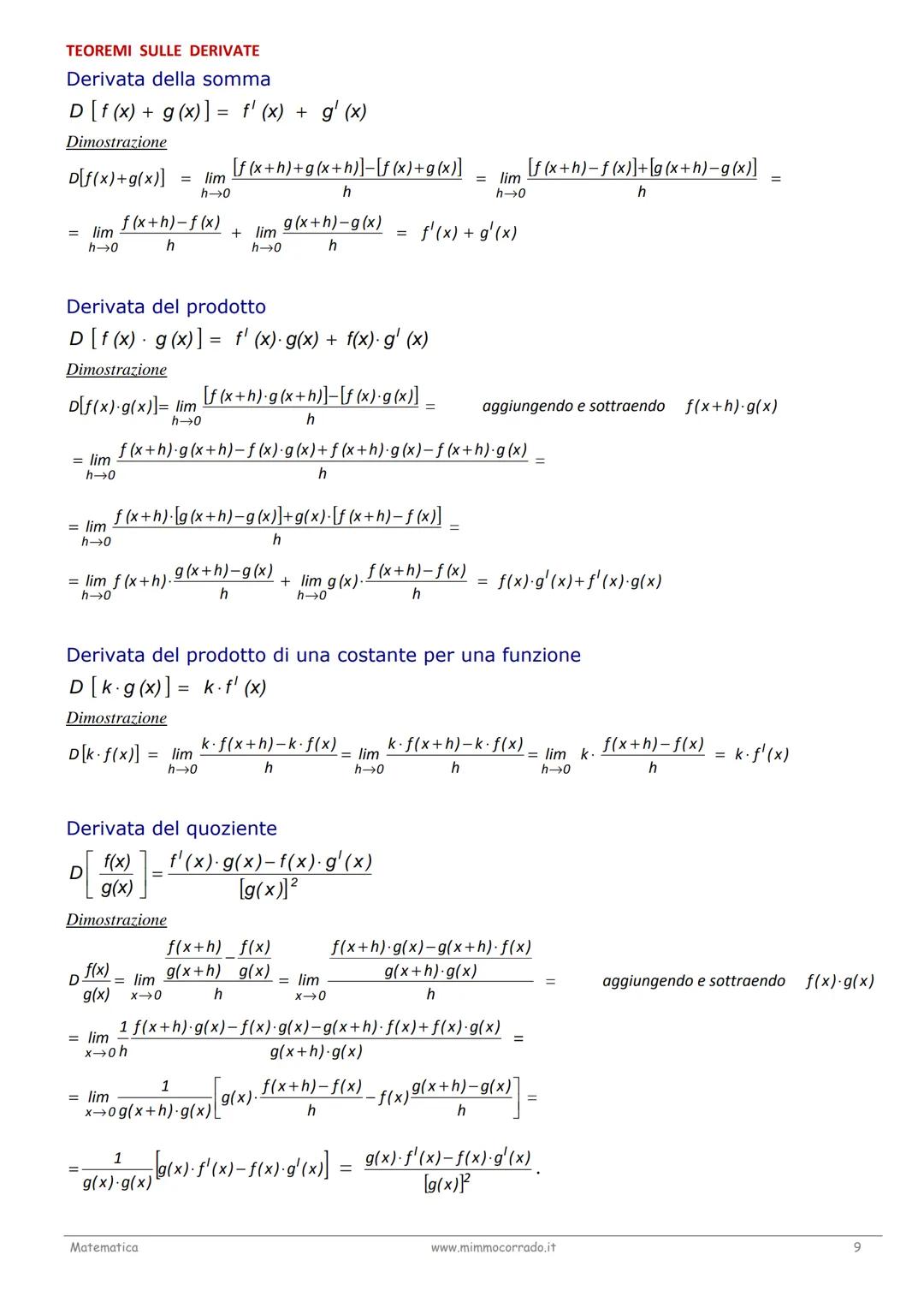 # LA DERIVATA DI UNA FUNZIONE
Teoria

Il problema della tangente
Uno dei problemi classici che portano al concetto di derivata è quello dell
