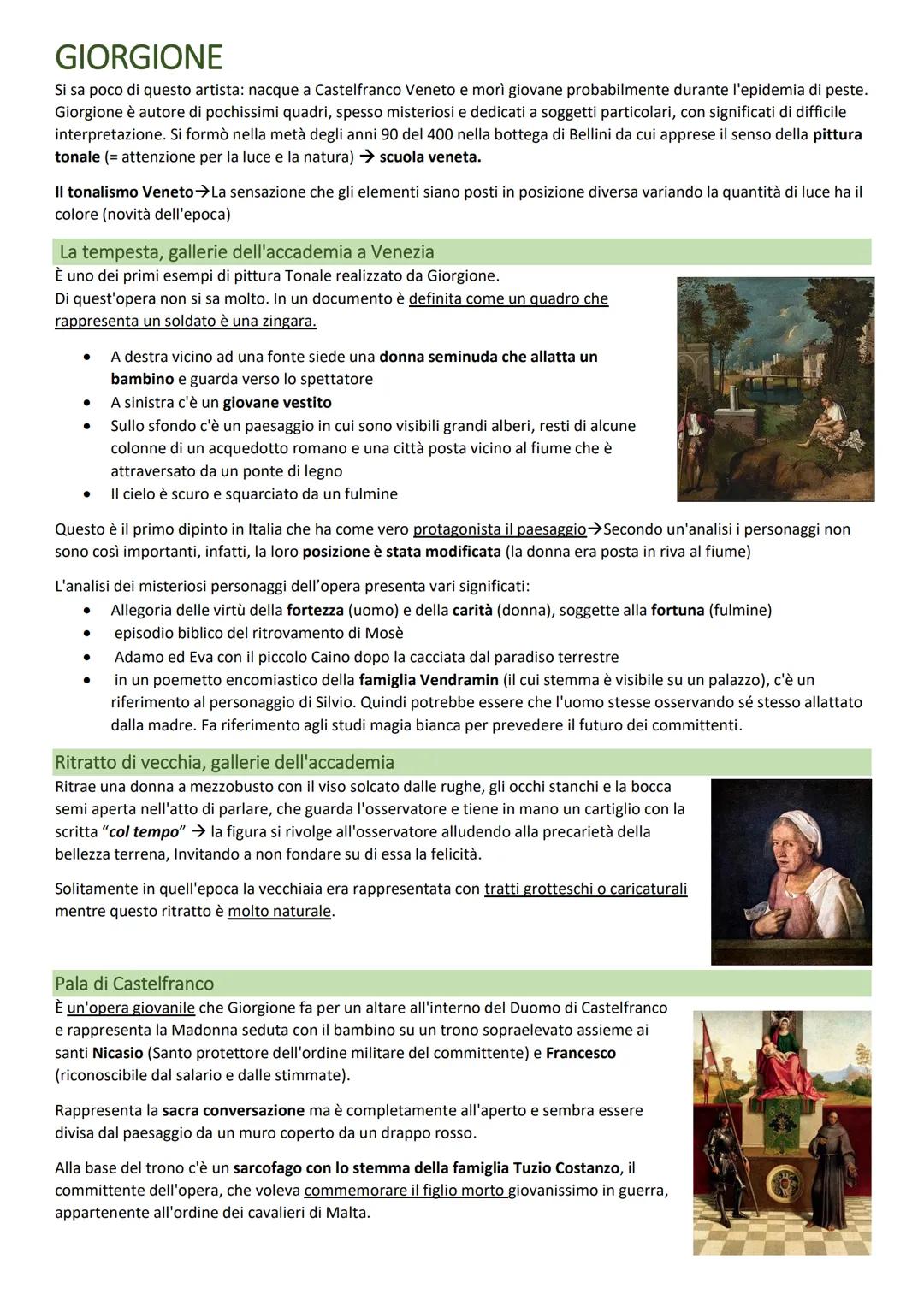 GIORGIONE: Vita e Opere Principali della Scuola Veneta