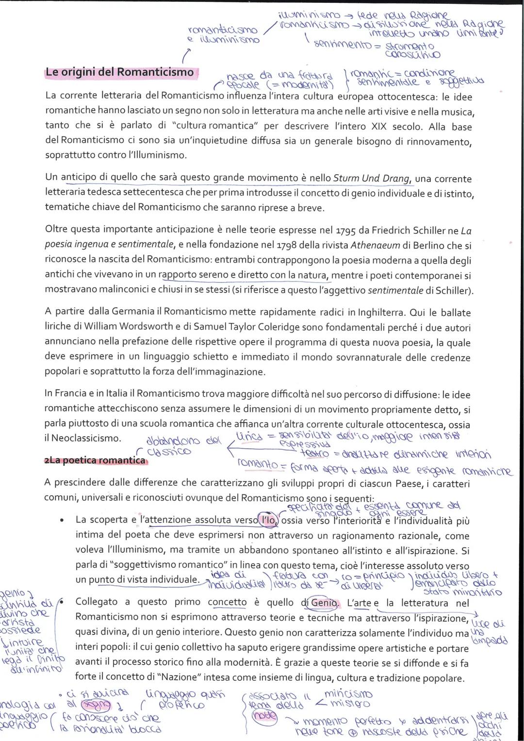 Il Romanticismo in Italia e in Europa