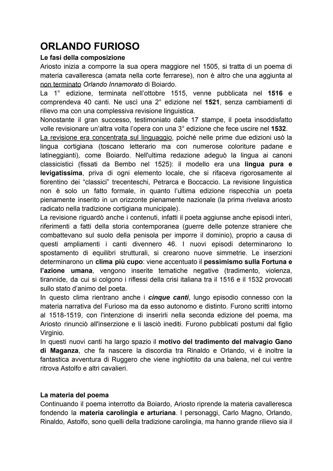 Orlando Furioso: Riassunto Dettagliato