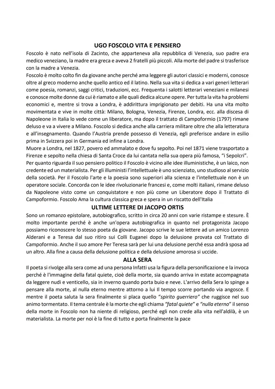 # UGO FOSCOLO VITA E PENSIERO

Foscolo è nato nell'isola di Zacinto, che apparteneva alla repubblica di Venezia, suo padre era
medico venezi