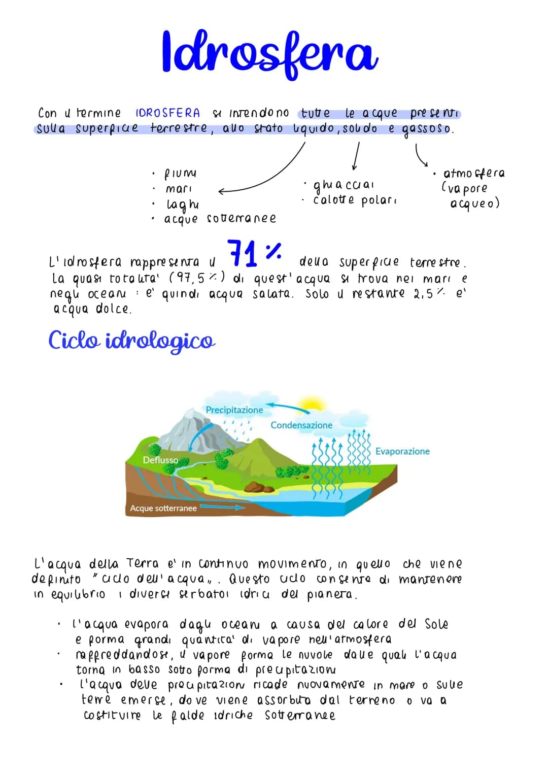 Idrosfera
Con u termine
IDROSFERA si intendono tute
le acque
presenti
sulla superficie terrestre, allo stato liquido, soldo e gassoso.
flum

