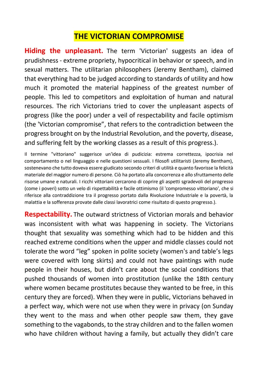 THE VICTORIAN COMPROMISE
Hiding the unpleasant. The term 'Victorian' suggests an idea of
prudishness - extreme propriety, hypocritical in be