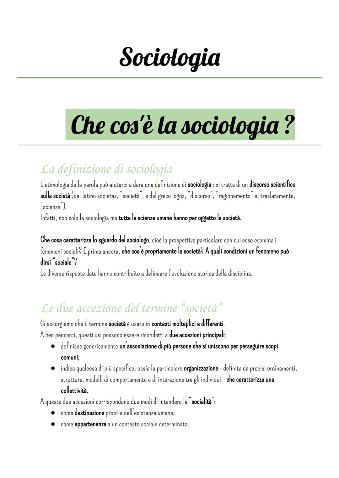 Sociologia
Che cos'è la sociologia?
La definizione di sociologia
L'etimologia della parola può aiutarci a dare una definizione di sociologia