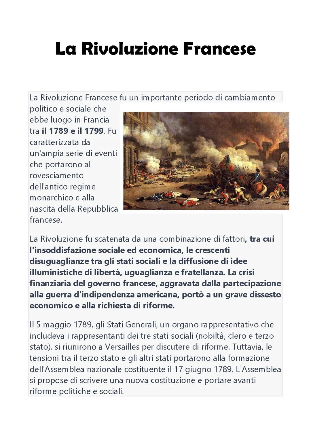 La Rivoluzione Francese (Sintesi)