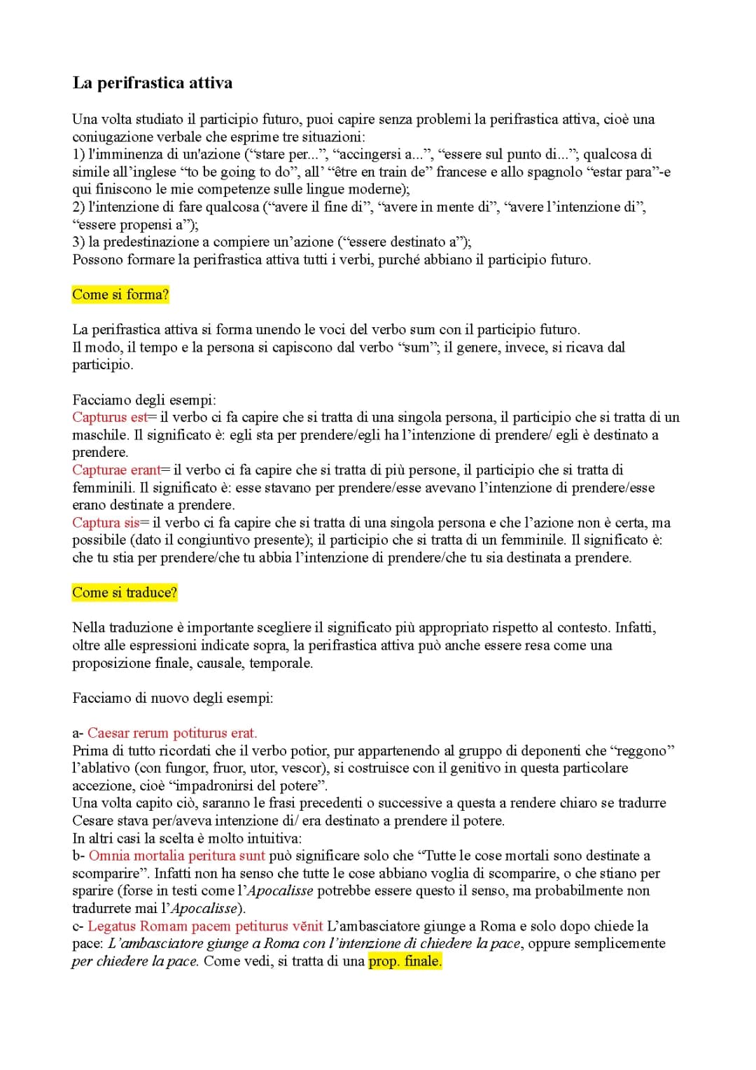 perifrastica attiva latino