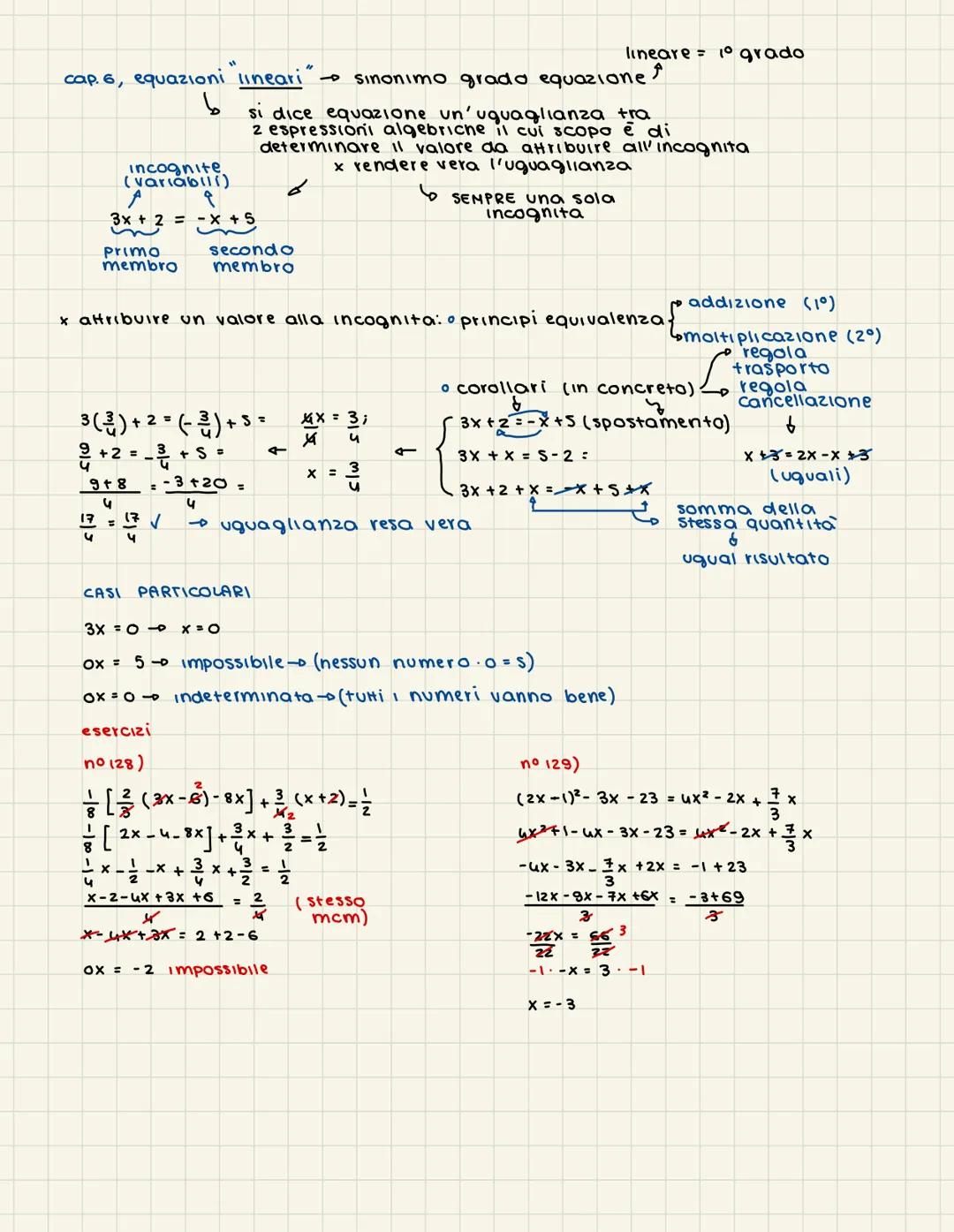cap. 6, equazioni "lineari"
b
incognite
(variabili)
3x + 2 = -x +5
primo
secondo
membro membro
3 ( 3³ ) + ² = (-− ³ ) + 5 =
+2 = ³/ + S =
9+