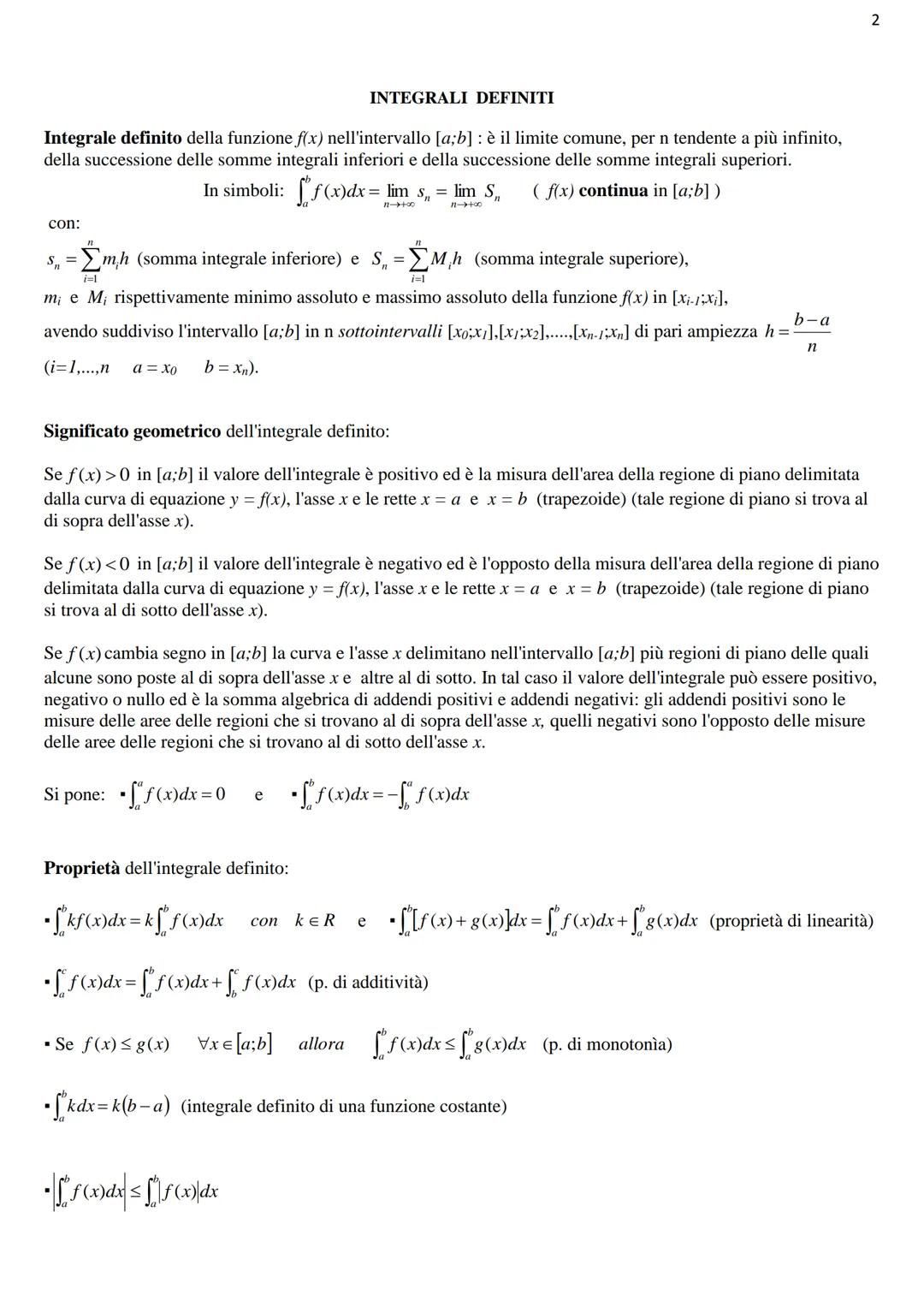 # INTEGRALI (Appunti)

INTEGRALI INDEFINITI

Integrale indefinito di una funzione continua f(x): è la totalità delle primitive della funzion