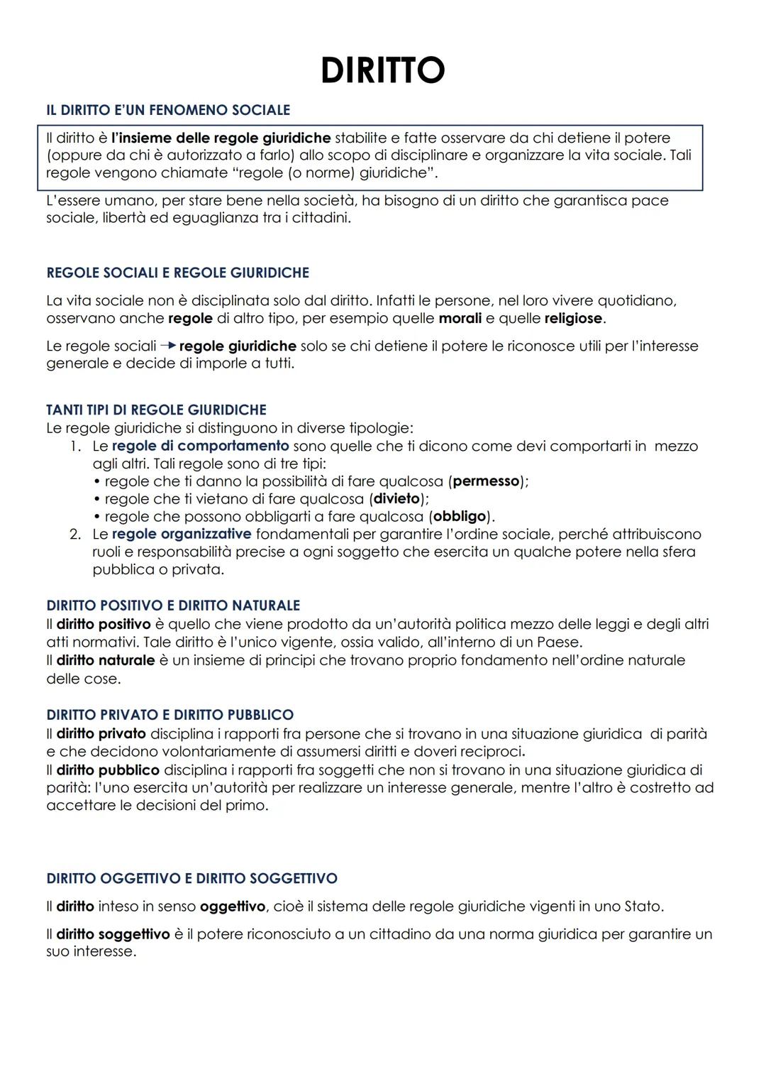 # DIRITTO

IL DIRITTO E'UN FENOMENO SOCIALE

Il diritto è l'insieme delle regole giuridiche stabilite e fatte osservare da chi detiene il po