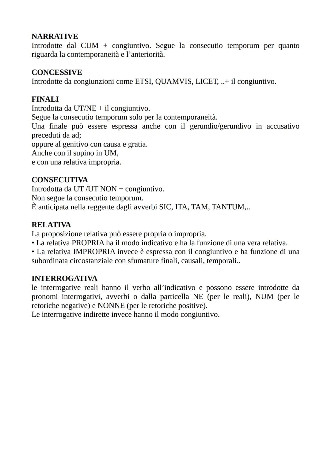 PROPOSIZIONI LATINE
CONSECUTIO TEMPORUM
per esprimere
CONTEMPORANEITA' rispetto a un tempo principale si usa il congiuntivo presente,
rispet