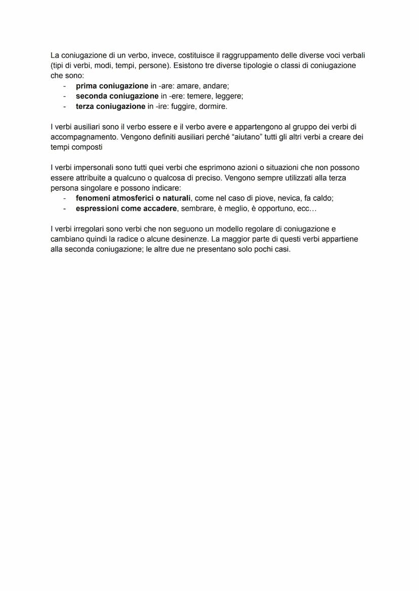 i verbi
Il verbo è una parte variabile del discorso che indica l'azione svolta o subita dal soggetto a
cui si riferisce ed è formata da:
una