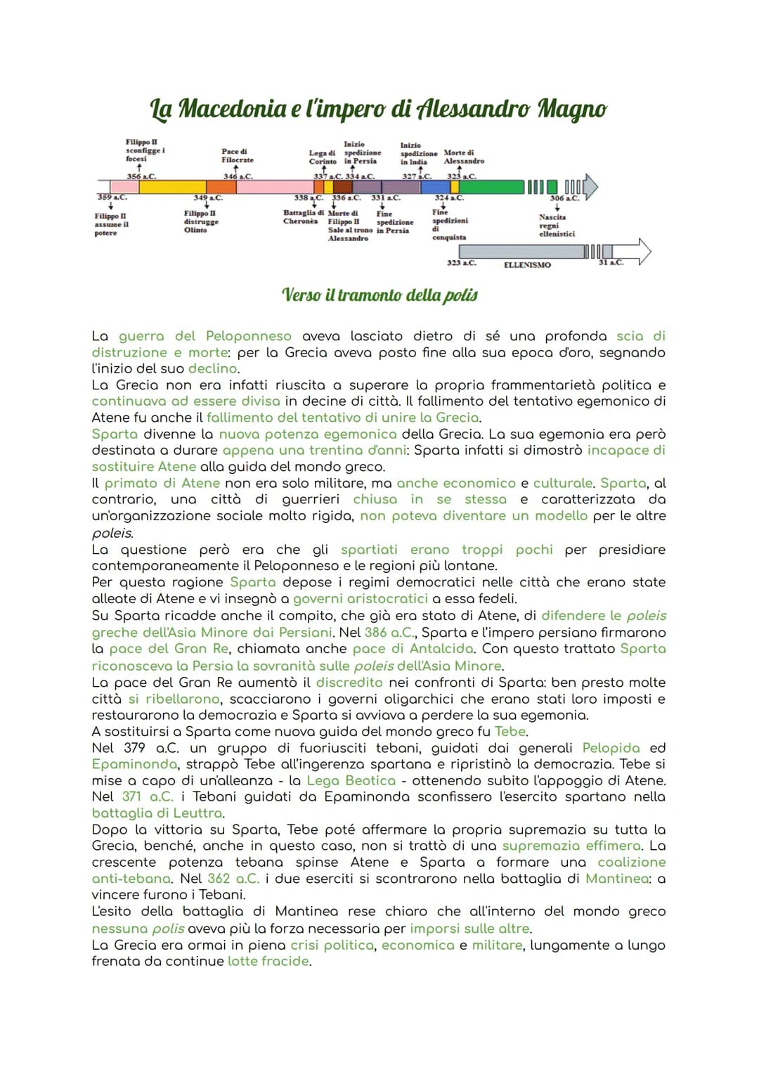 La Macedonia e l'impero di Alessandro Magno
Filippo II
sconfigge i
focesi
↑
356 a.C.
359 a.C.
Filippo II
assume il
potere
Pace di
Filocrate
