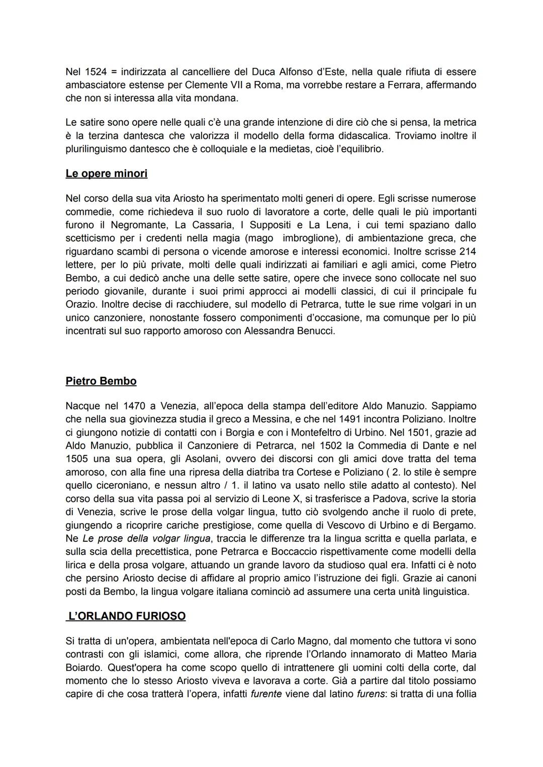 Ariosto
Ariosto, da intellettuale di corte (non cortigiano, aveva le sue idee e le sosteneva) qual era,
per poter intrattenere i colti della