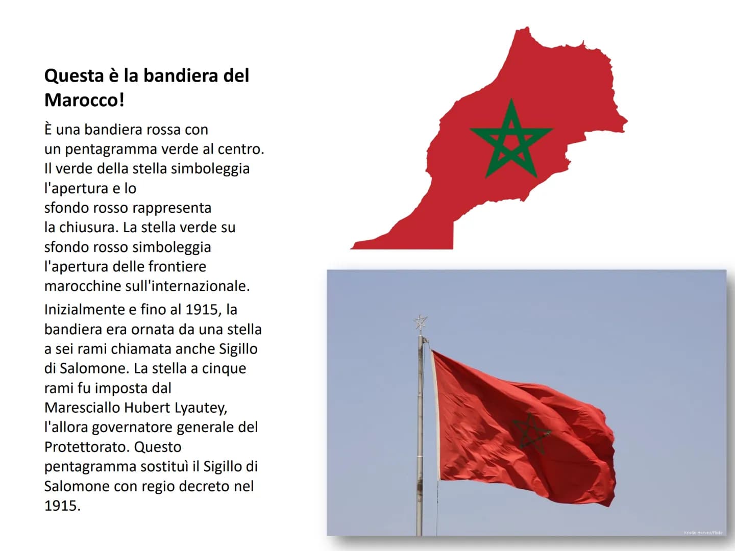Il Marocco
A DELLA SETANET
la valigia in viaggio Questa è la bandiera del
Marocco!
È una bandiera rossa con
un pentagramma verde al centro.
