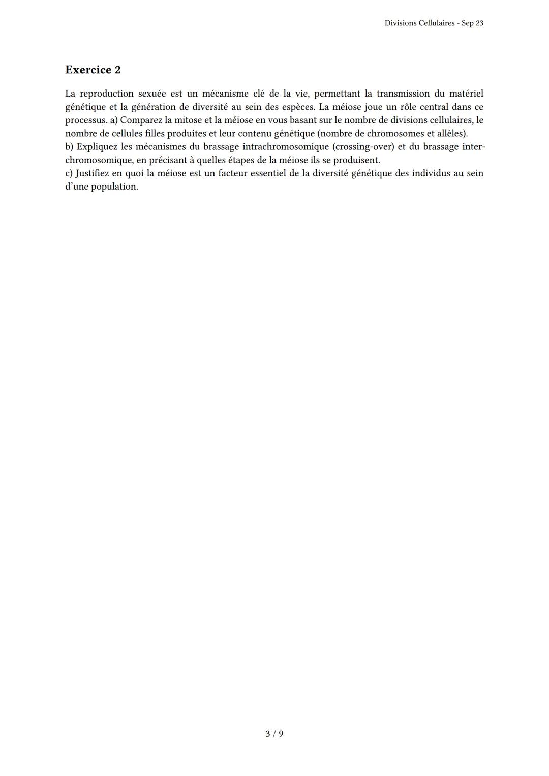 Divisions Cellulaires

Généré par Knowunity.fr - Sep 23

Description: Cet examen couvre les mécanismes de mitose et méiose.

Bonne chance!

