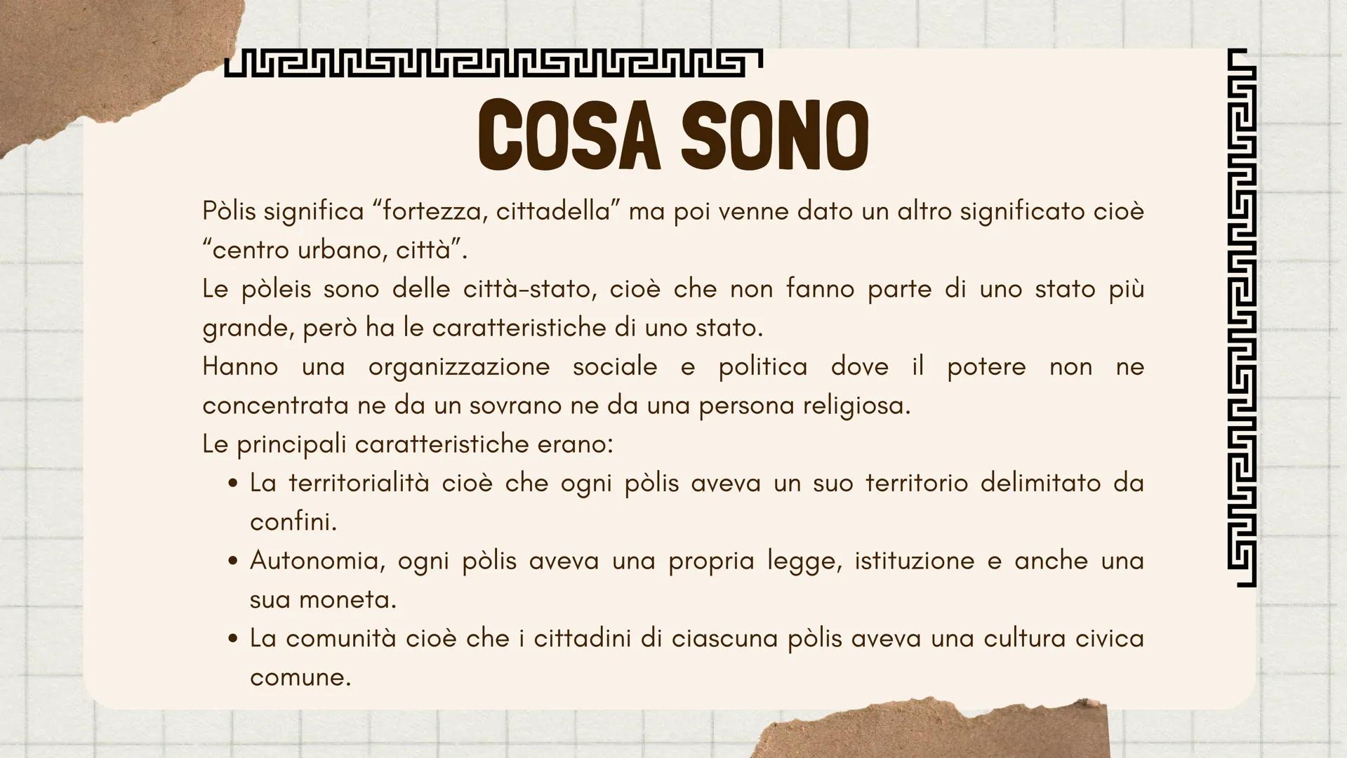 # LE
# POLEIS # COSA SONO
Pòlis significa "fortezza, cittadella" ma poi venne dato un altro significato cioè
"centro urbano, città".
Le pò
