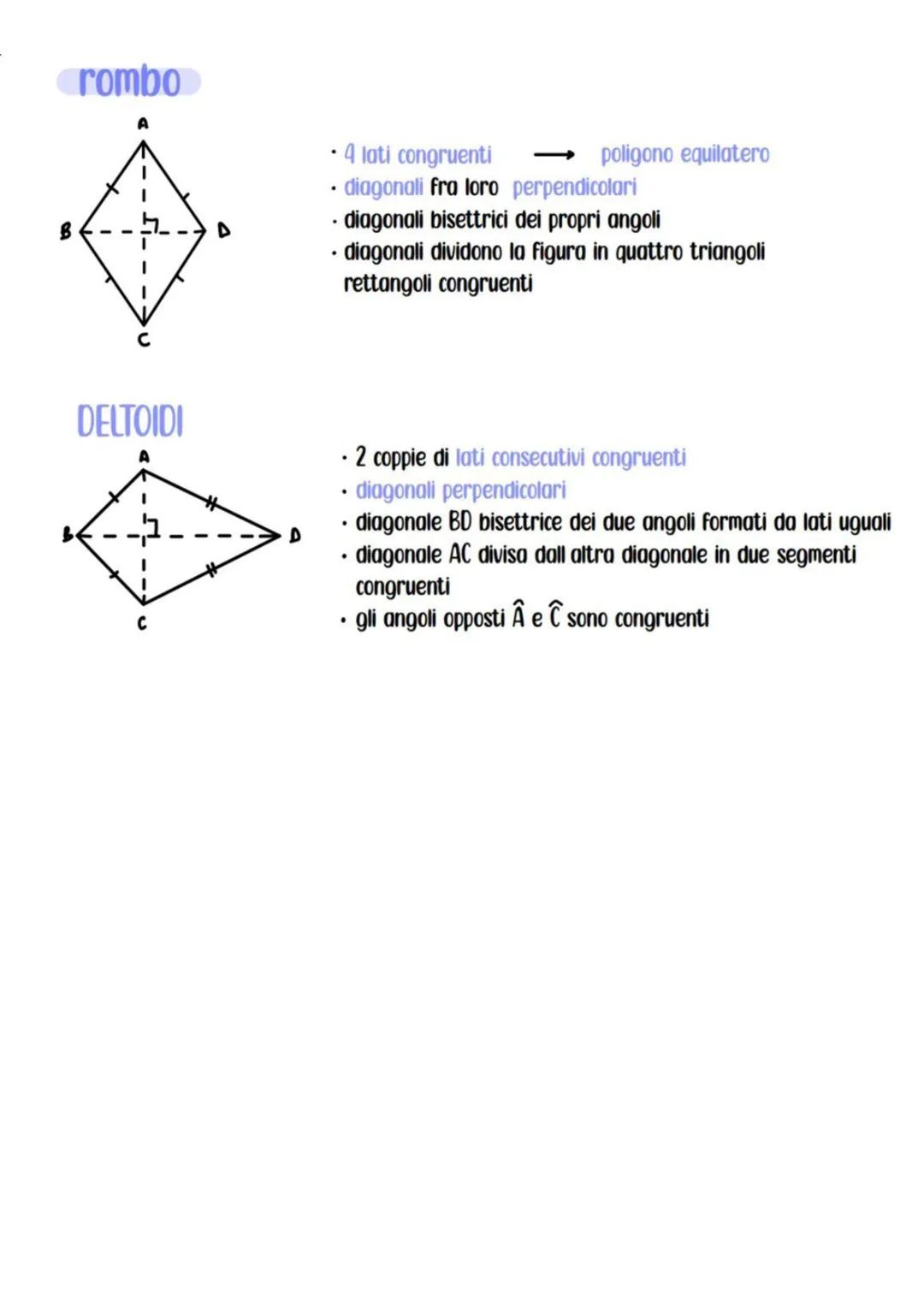 # I Quadrilateri
Un QUADRILATERO e' un poligono con 4 lati, 4 angoli e 4 vertici
D
8
C
PROPRIETÀ:
* due angoli sono opposti se non sono