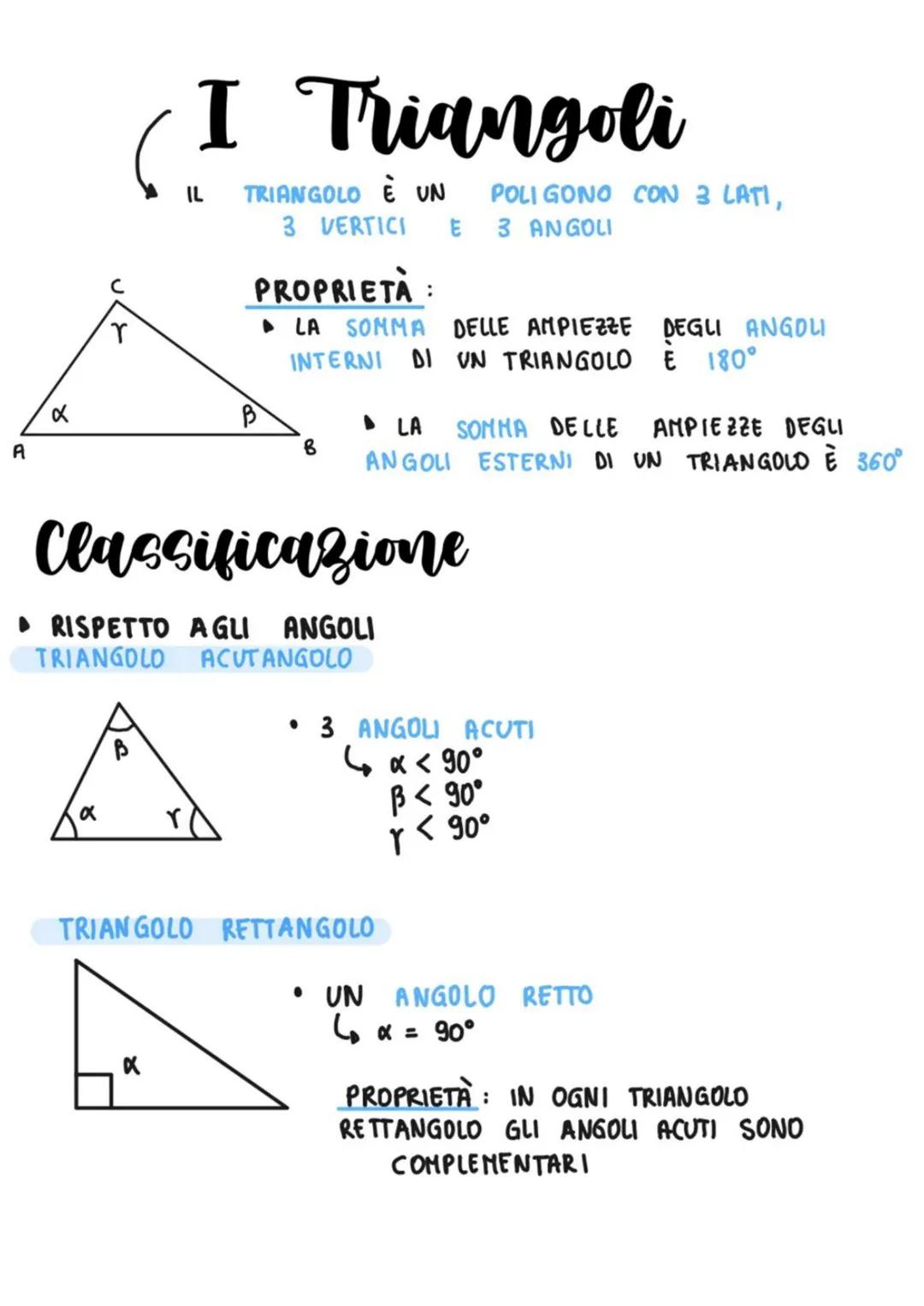 A
α
с
α
r
I Triangoli
IL
X
TRIANGOLO È UN
B
3 VERTICI E 3 ANGOLI
PROPRIETÀ:
▸ LA SOMMA DELLE AMPIEZZE DEGLI ANGOLI
INTERNI DI UN TRIANGOLO E