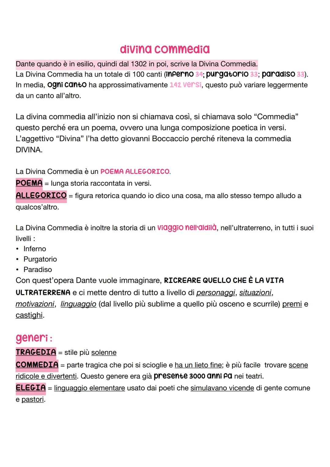 divina commedia, e I canto dell’inferno