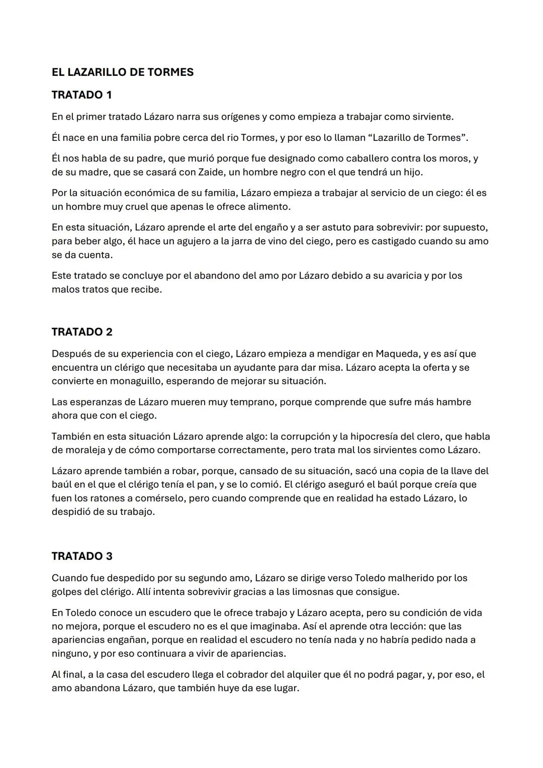 # EL LAZARILLO DE TORMES
TRATADO1
En el primer tratado Lázaro narra sus orígenes y como empieza a trabajar como sirviente.
Él nace en una