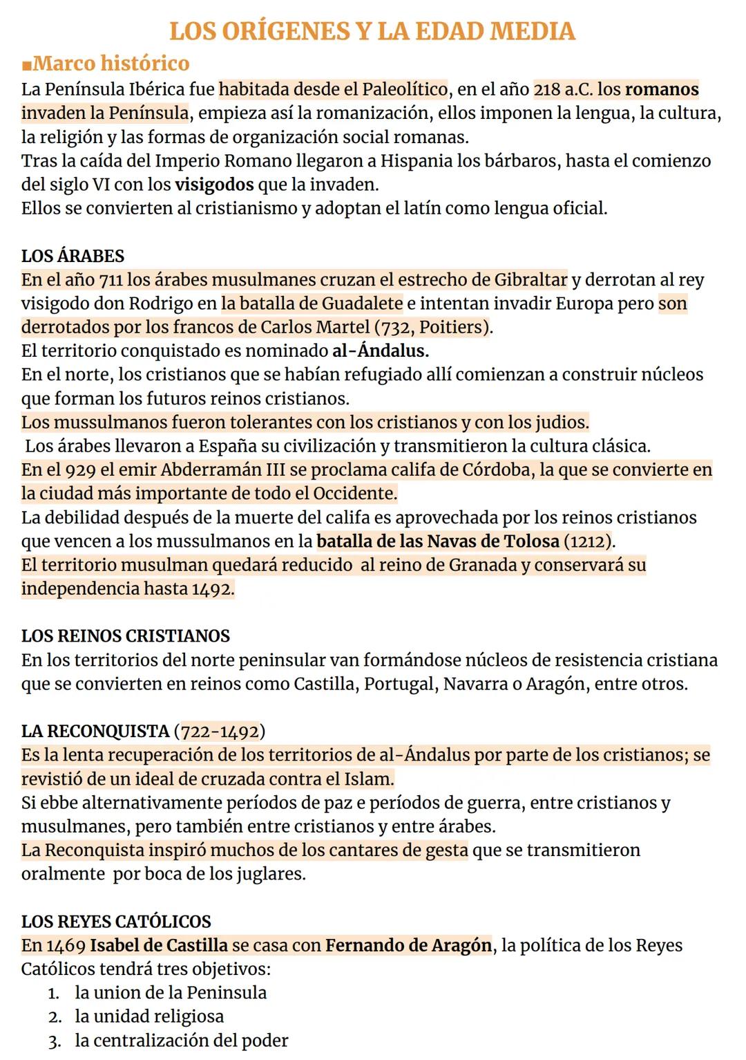 # LOS ORÍGENES Y LA EDAD MEDIA
■Marco histórico
La Península Ibérica fue habitada desde el Paleolítico, en el año 218 a.C. los romanos
inva