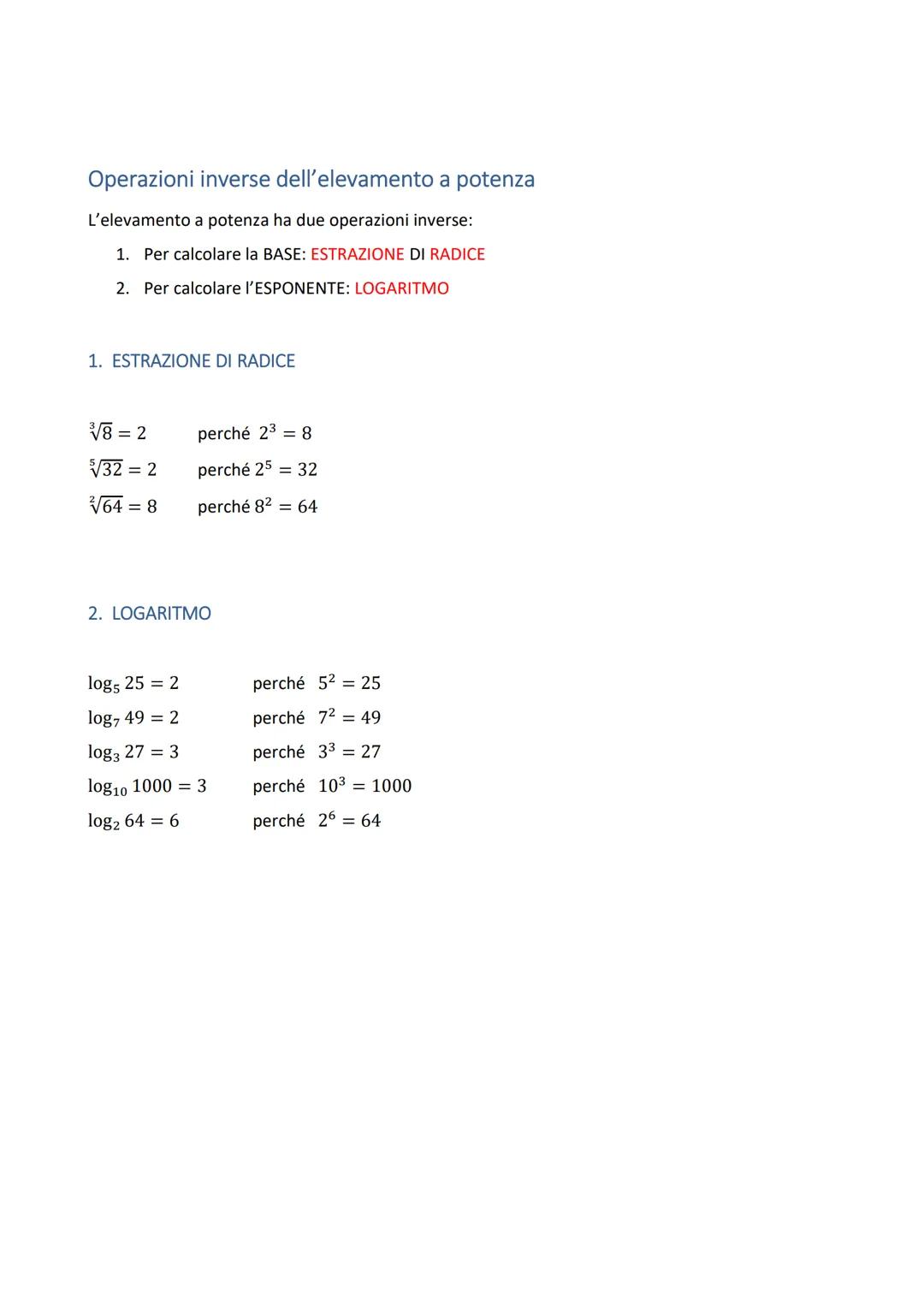 Le potenze
Def.
Si chiama POTENZA il prodotto di n (n E N) fattori tutti uguali fra loro. Il fattore che si ripete è
chiamato BASE, il numer