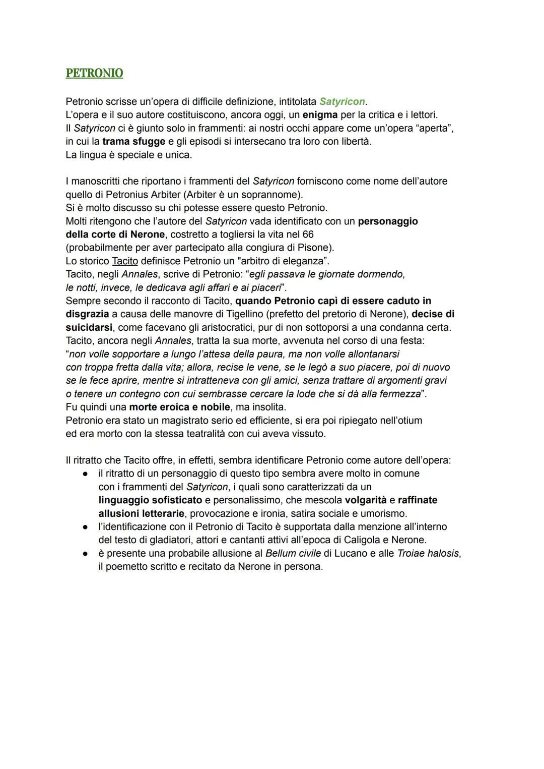 PETRONIO
Petronio scrisse un'opera di difficile definizione, intitolata Satyricon.
L'opera e il suo autore costituiscono, ancora oggi, un e